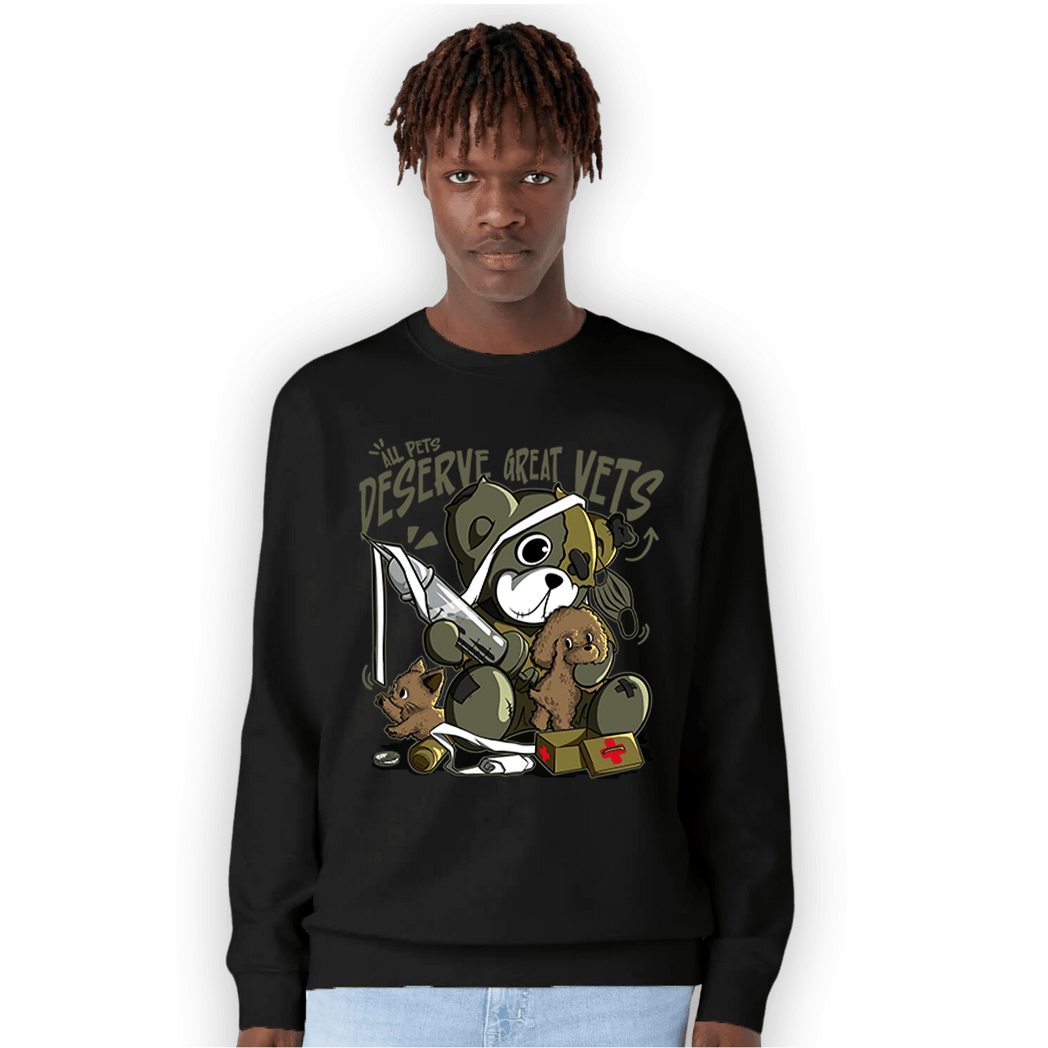 SE Craft Medium Olive 4s Sweatshirt Match Veterinary BER - NastyJamz