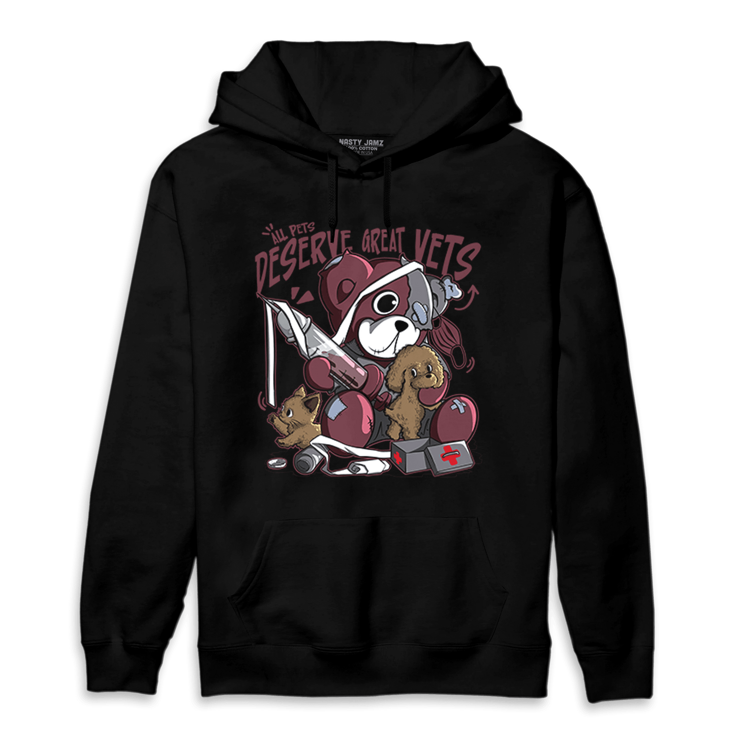 Burgundy 5s Hoodie Match Veterinary BER - NastyJamz