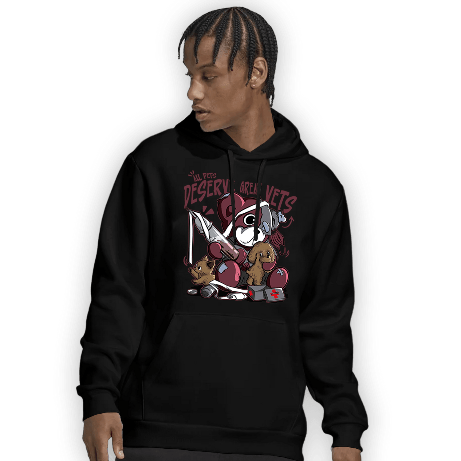 Burgundy 5s Hoodie Match Veterinary BER - NastyJamz