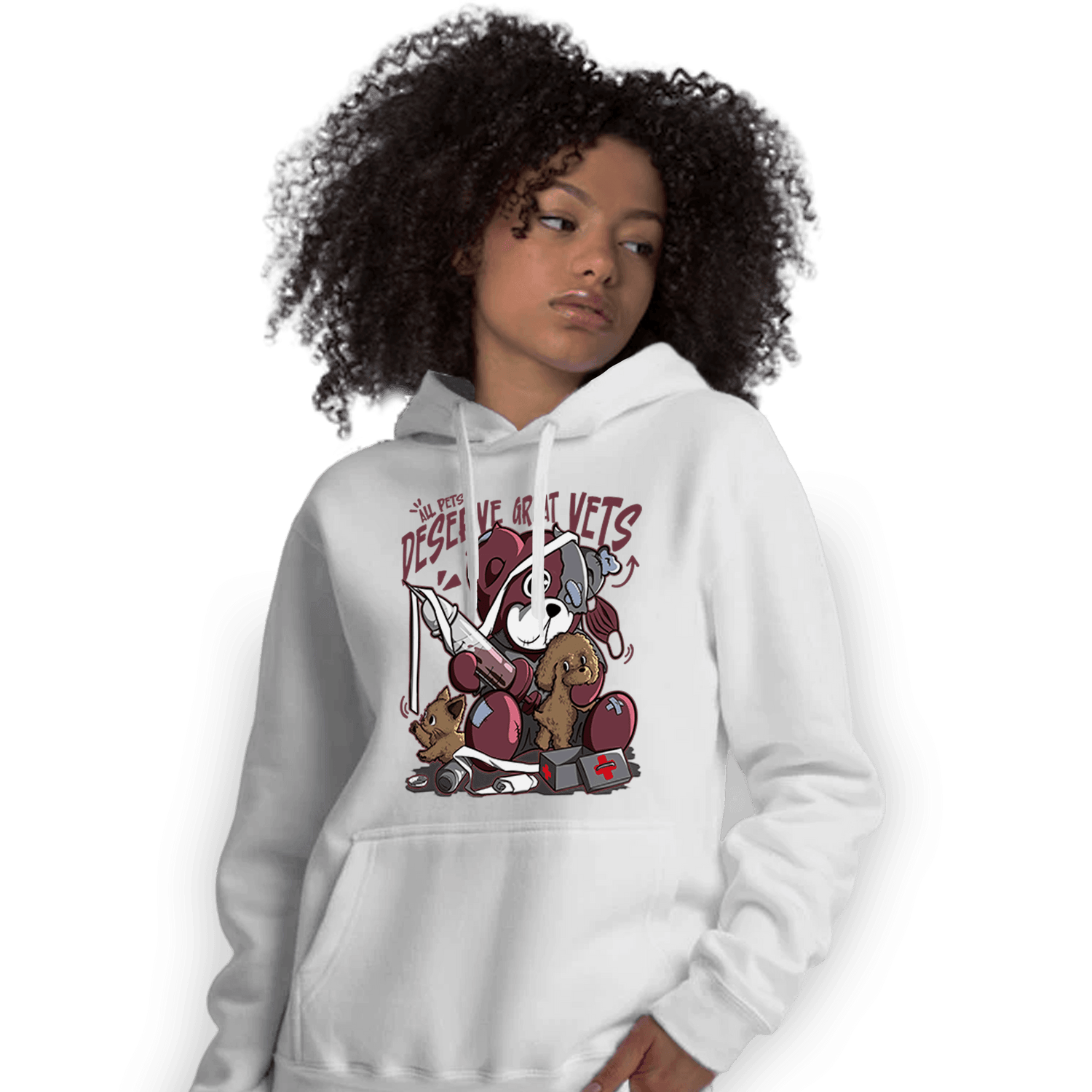 Burgundy 5s Hoodie Match Veterinary BER - NastyJamz