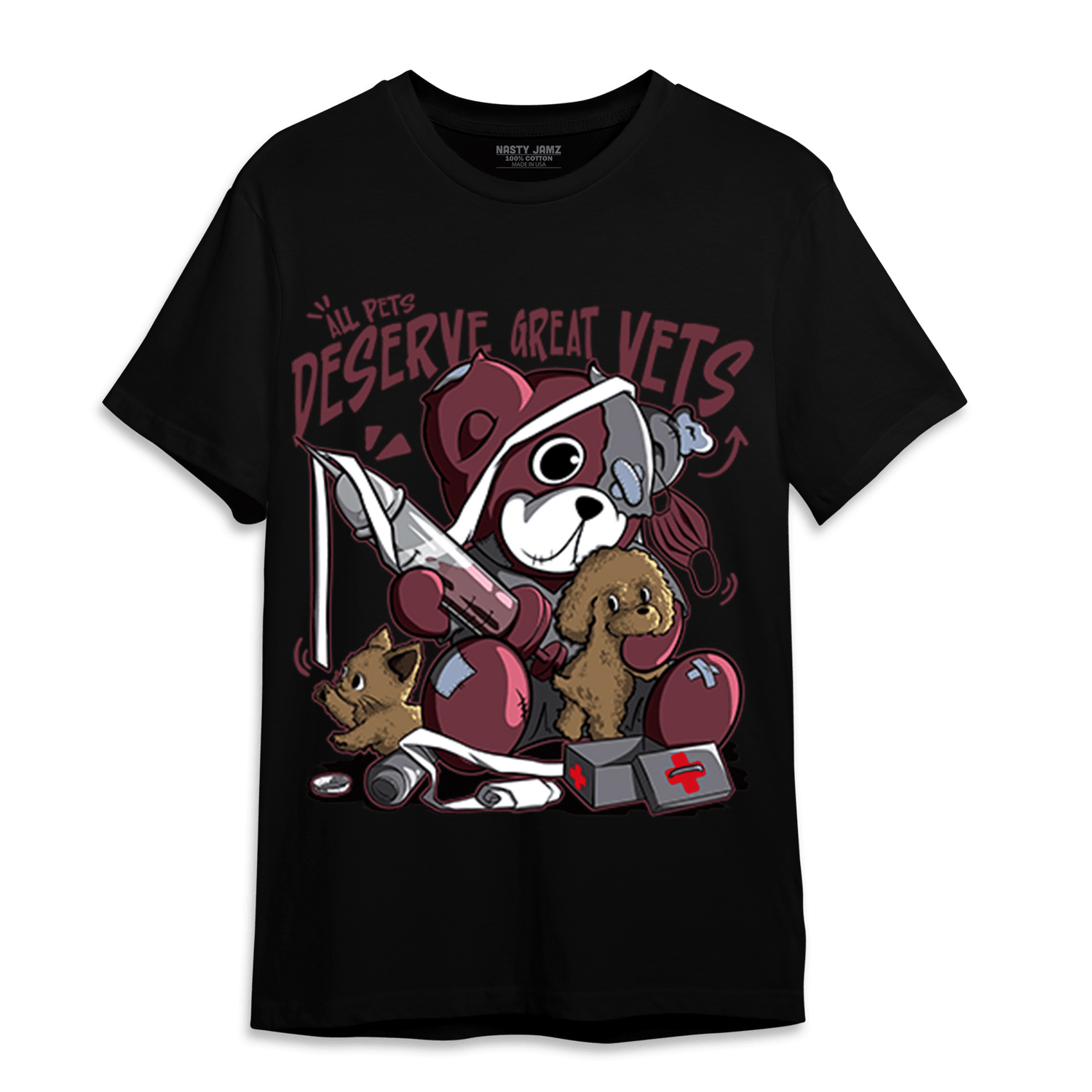 Burgundy 5s T Shirt Match Veterinary BER - NastyJamz