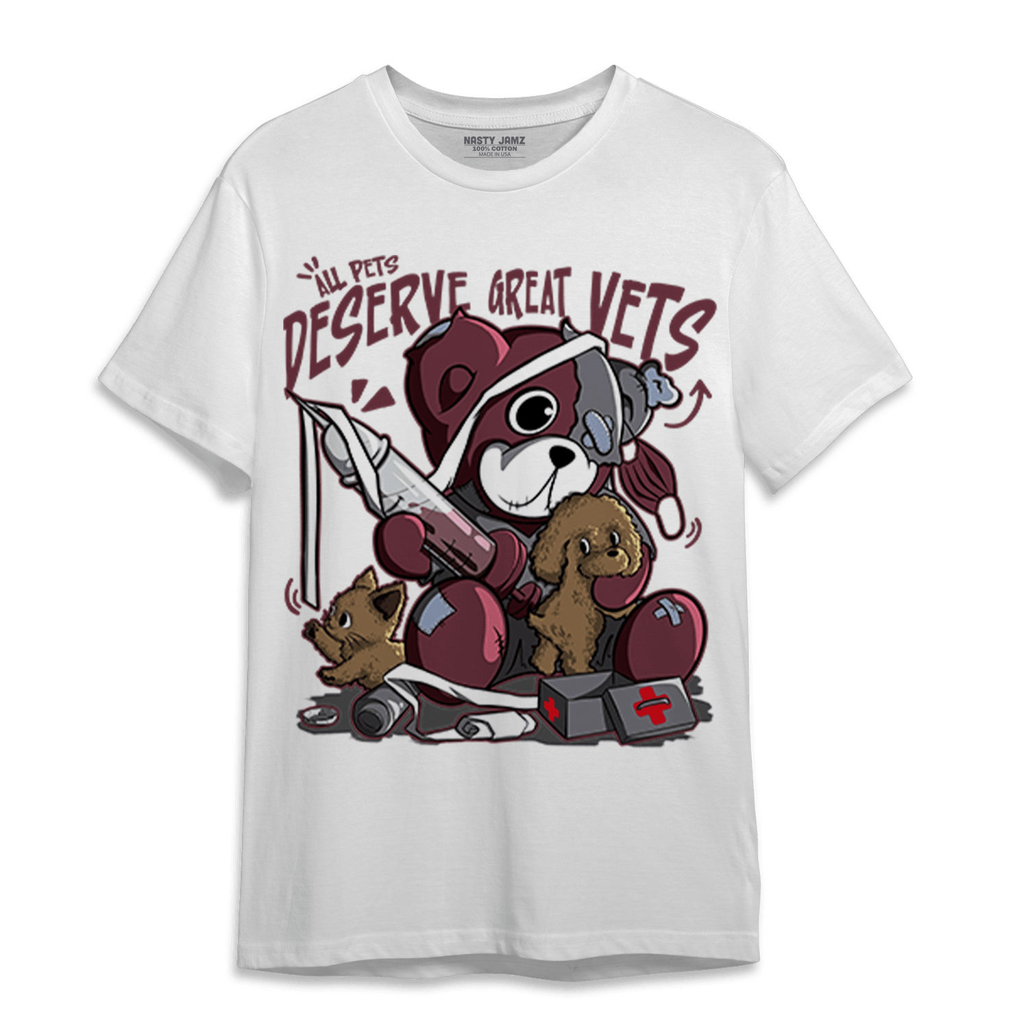 Burgundy 5s T Shirt Match Veterinary BER - NastyJamz