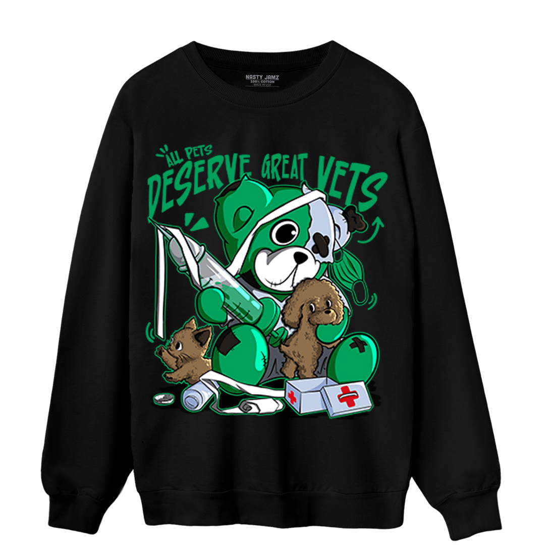 Lucky Green 5s Sweatshirt Match Veterinary BER - NastyJamz