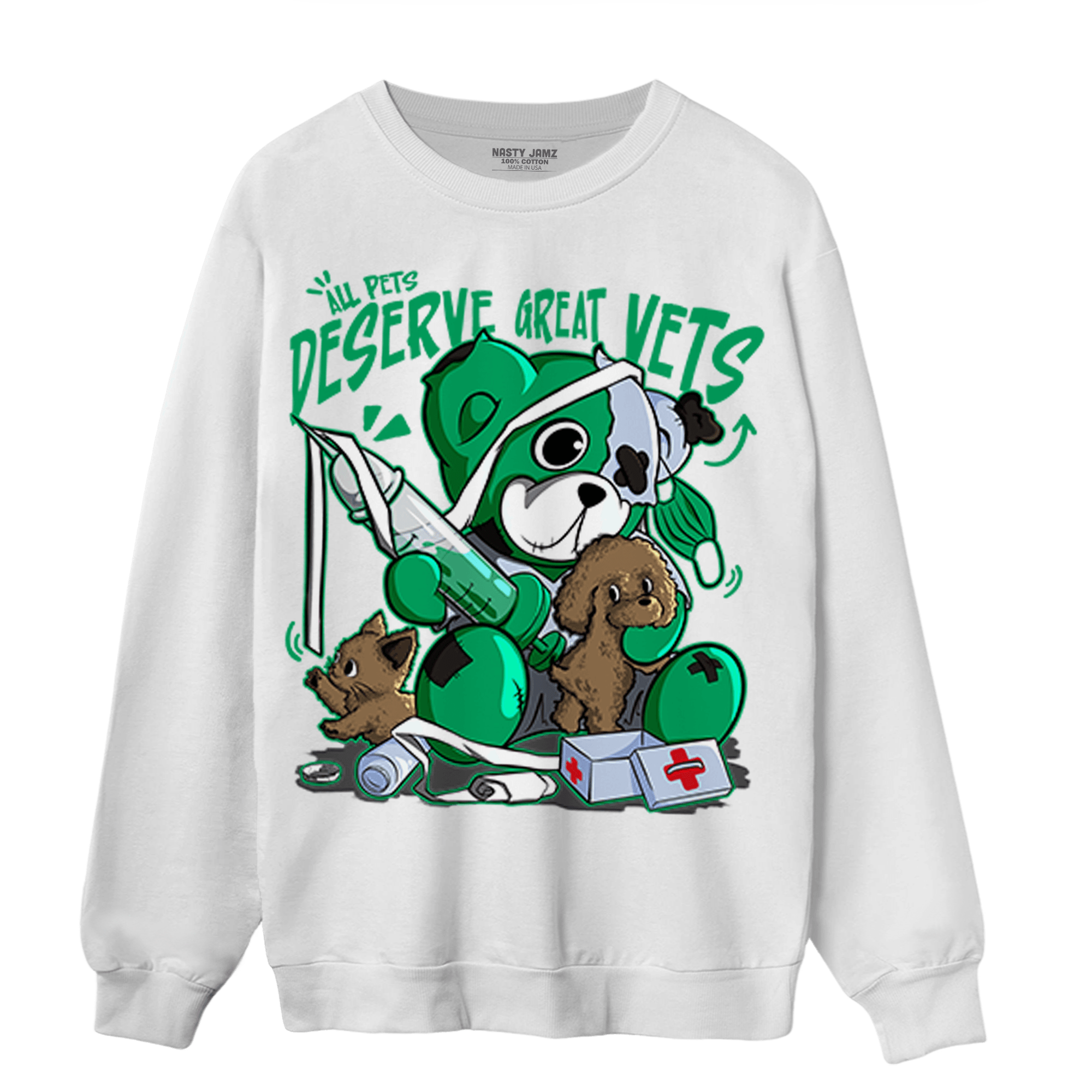 Lucky Green 5s Sweatshirt Match Veterinary BER - NastyJamz