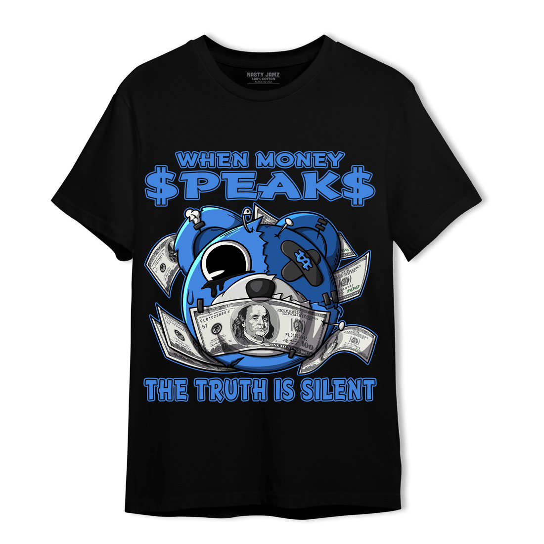 University Blue Toe 1s T Shirt Match When Money Speaks Ber - NastyJamz