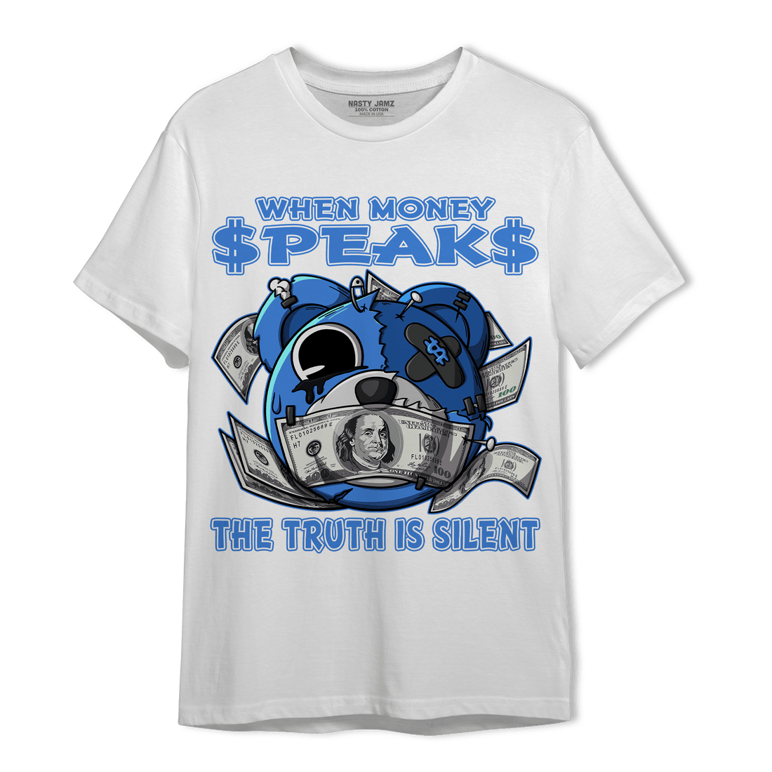 University Blue Toe 1s T Shirt Match When Money Speaks Ber - NastyJamz