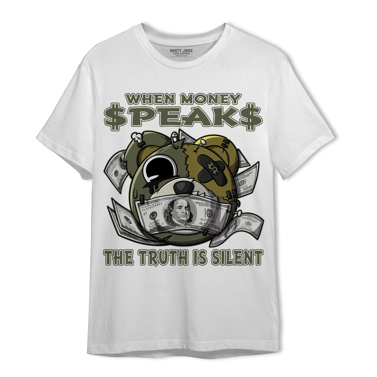 SE Craft Medium Olive 4s T Shirt Match When Money Speaks Ber - NastyJamz