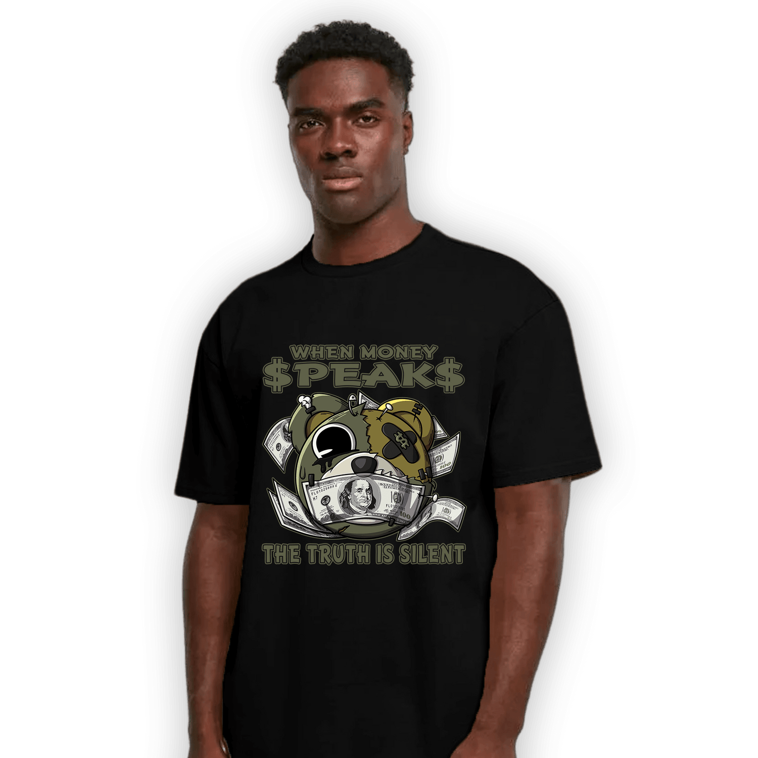 SE Craft Medium Olive 4s T Shirt Match When Money Speaks Ber - NastyJamz