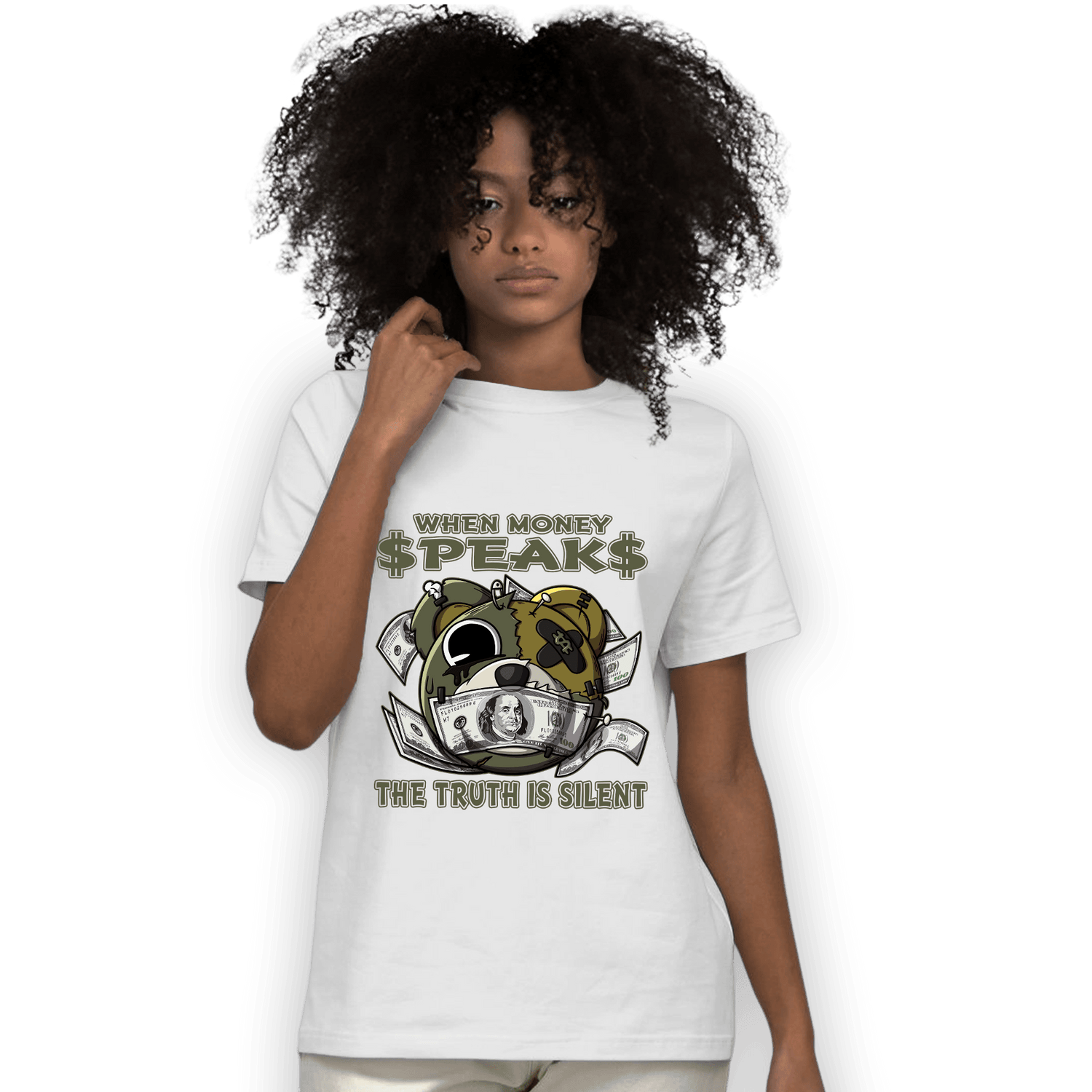 SE Craft Medium Olive 4s T Shirt Match When Money Speaks Ber - NastyJamz
