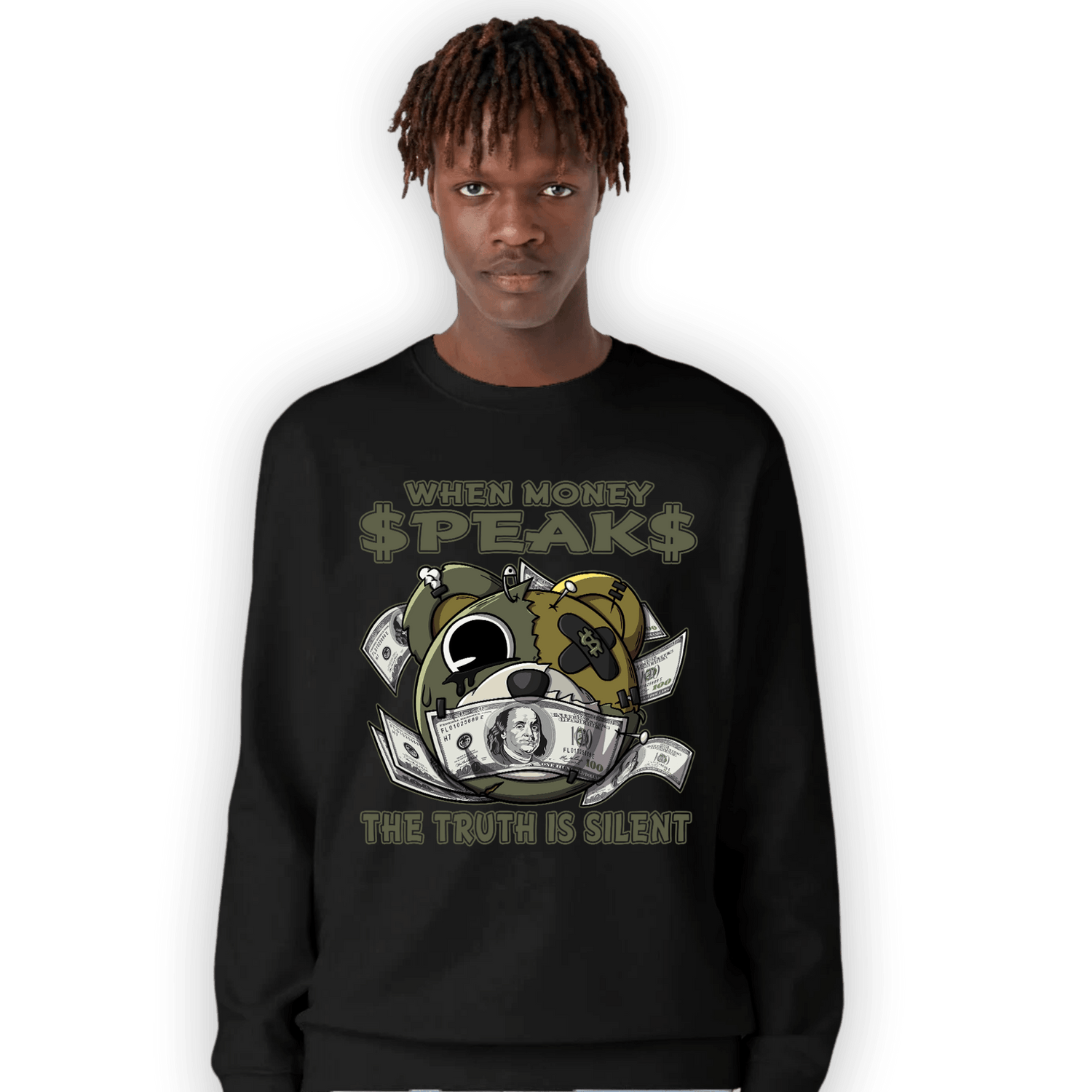 SE Craft Medium Olive 4s Sweatshirt Match When Money Speaks Ber - NastyJamz