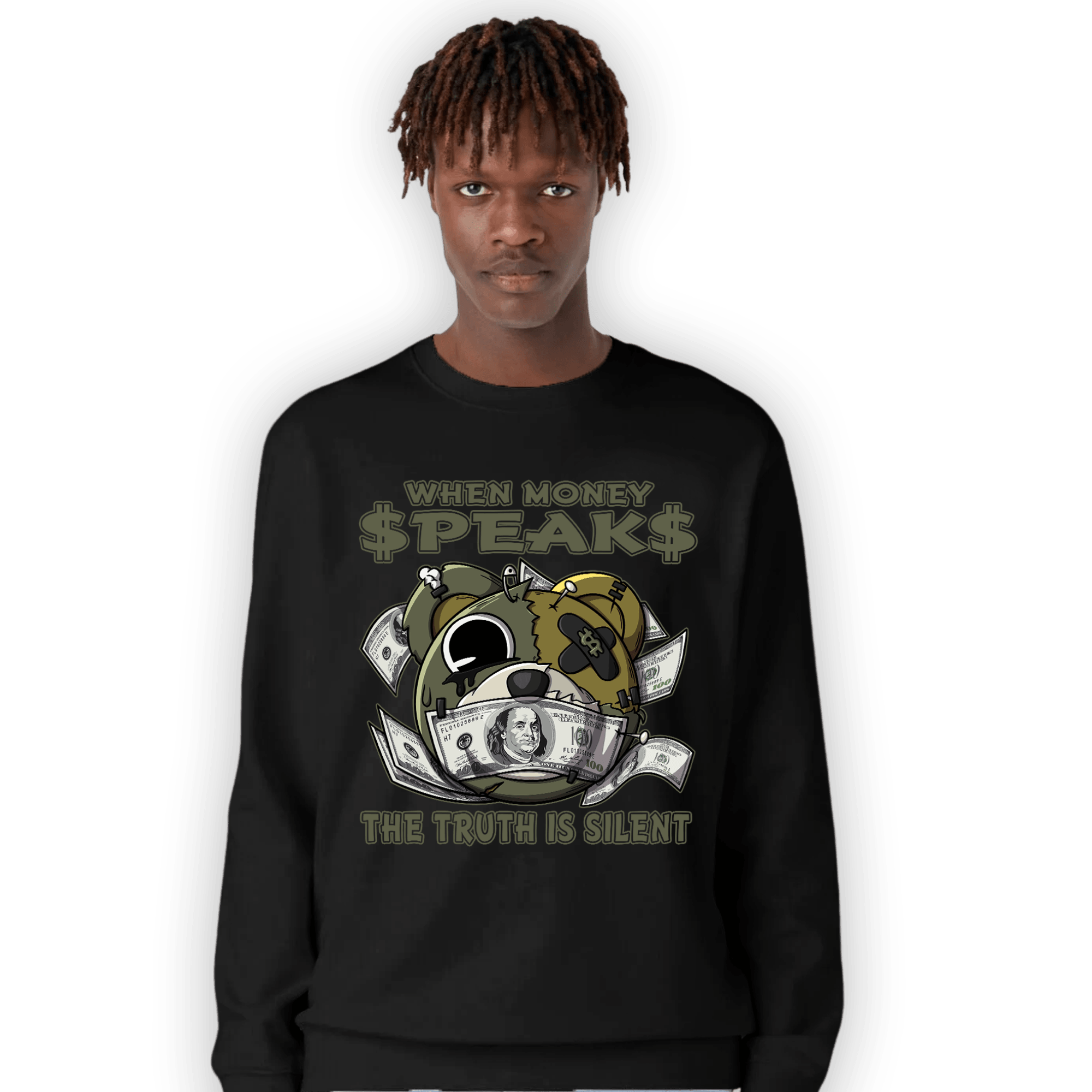 SE Craft Medium Olive 4s Sweatshirt Match When Money Speaks Ber - NastyJamz