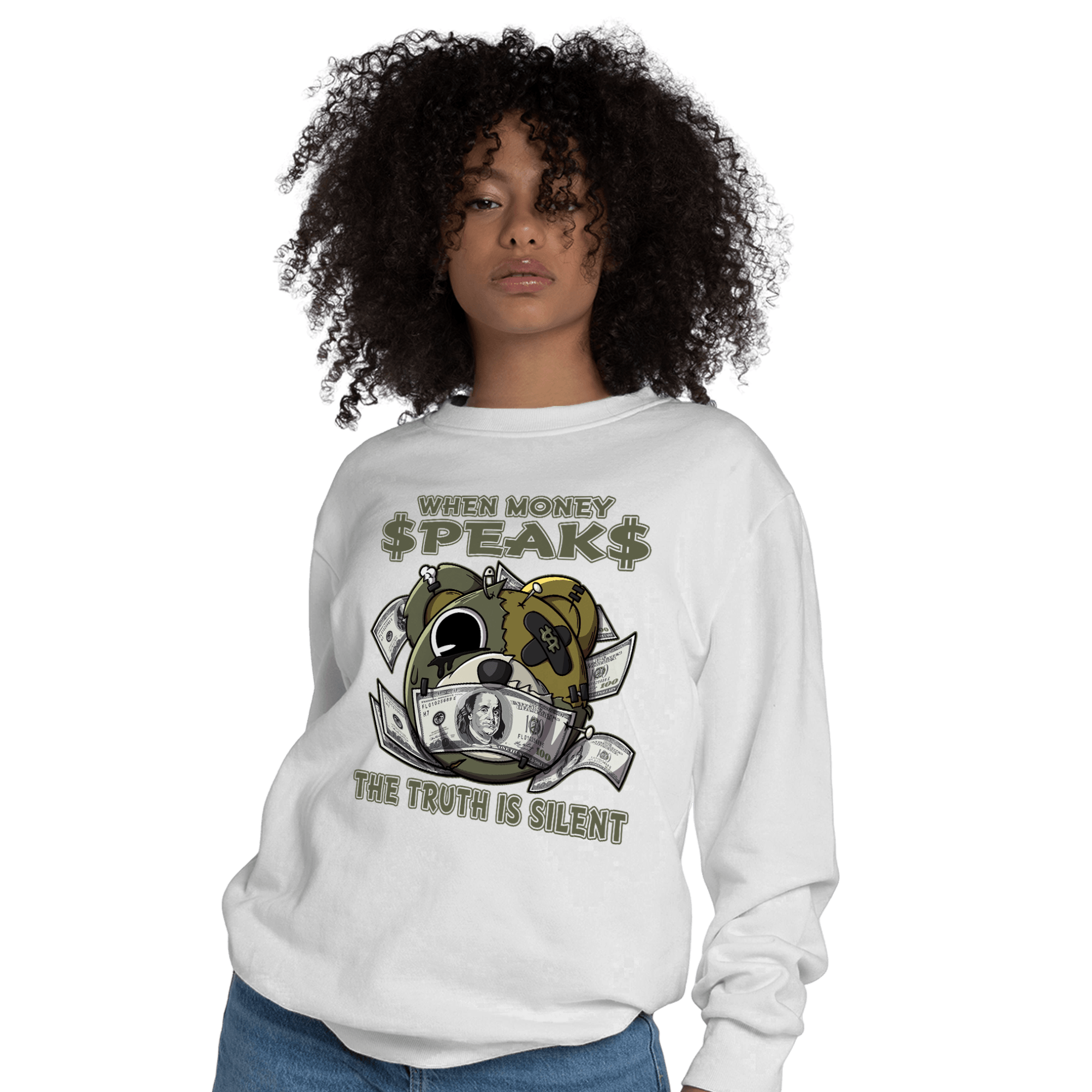 SE Craft Medium Olive 4s Sweatshirt Match When Money Speaks Ber - NastyJamz