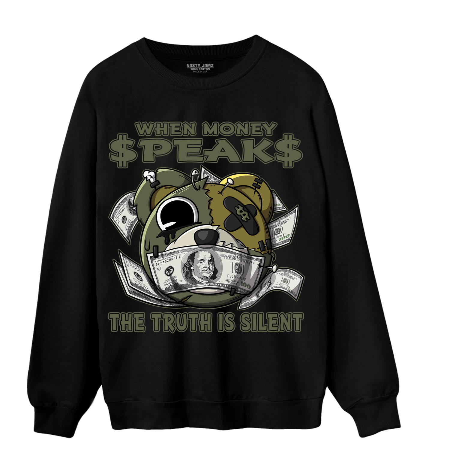 SE Craft Medium Olive 4s Sweatshirt Match When Money Speaks Ber - NastyJamz