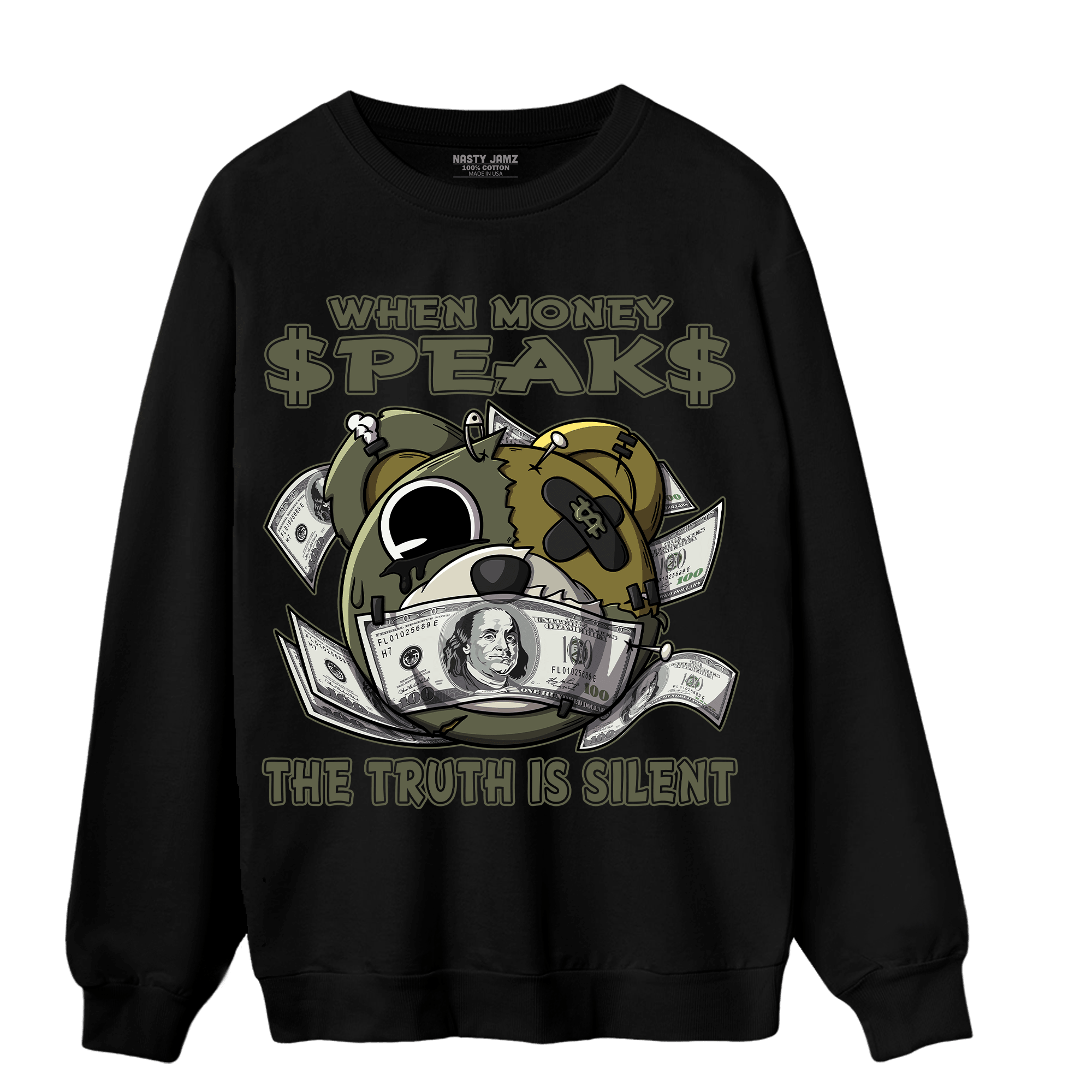 SE Craft Medium Olive 4s Sweatshirt Match When Money Speaks Ber - NastyJamz