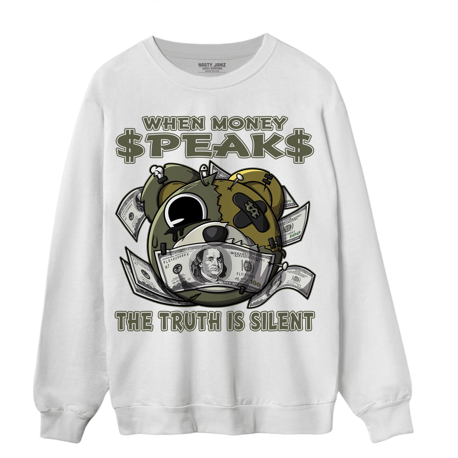 SE Craft Medium Olive 4s Sweatshirt Match When Money Speaks Ber - NastyJamz