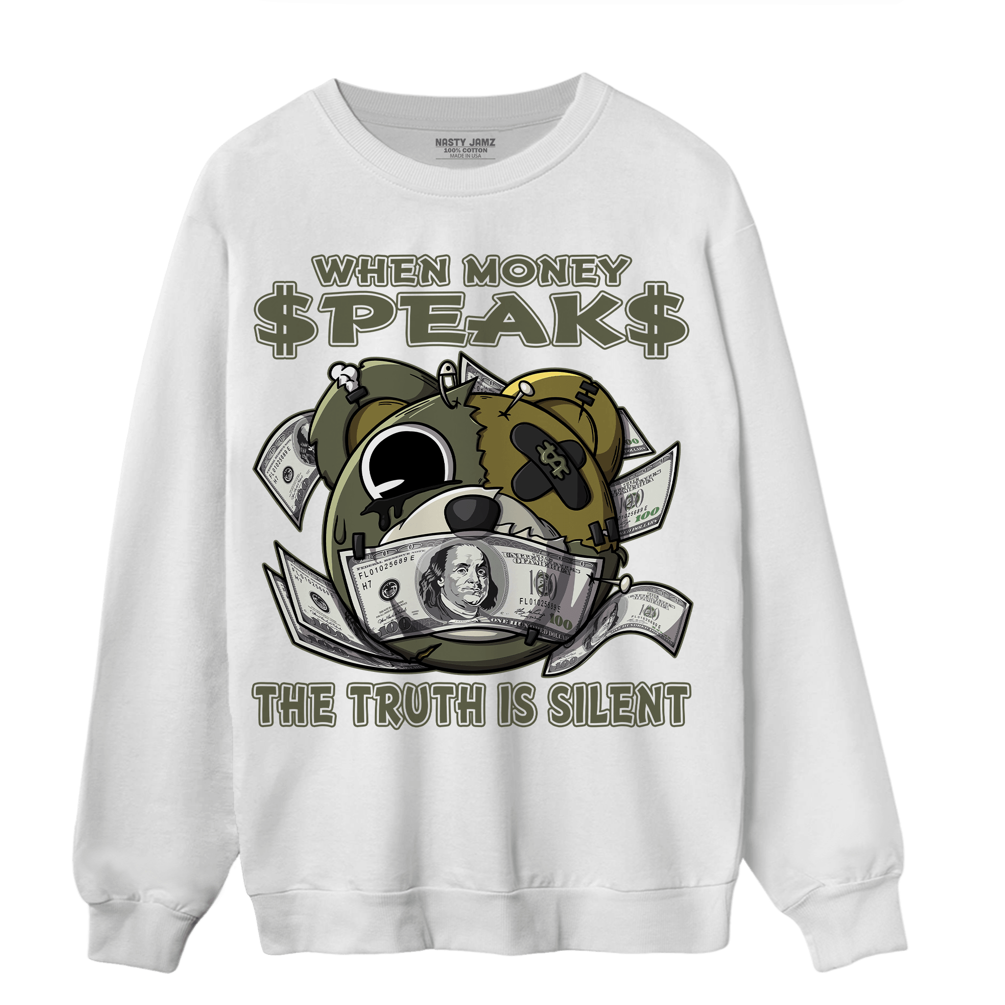 SE Craft Medium Olive 4s Sweatshirt Match When Money Speaks Ber - NastyJamz