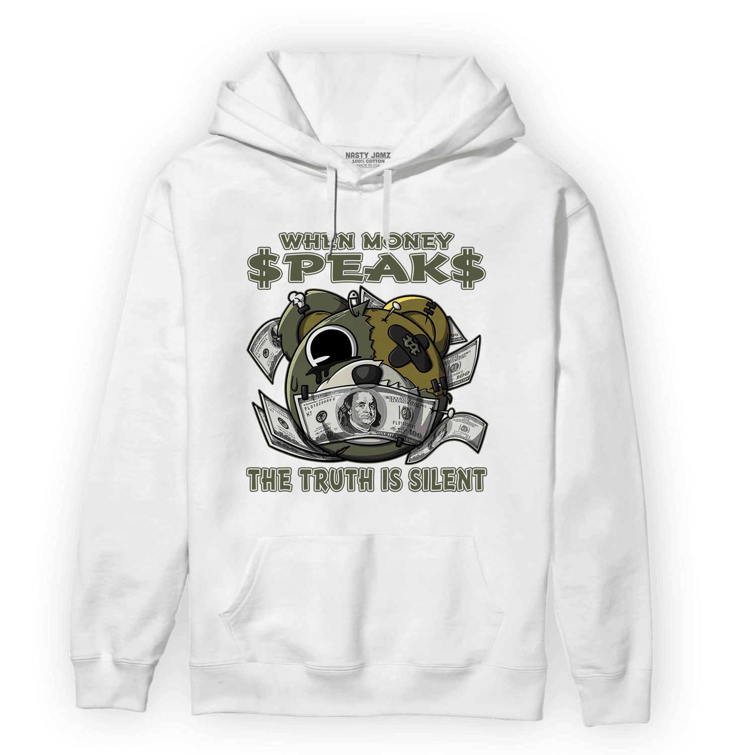 SE Craft Medium Olive 4s Hoodie Match When Money Speaks Ber - NastyJamz
