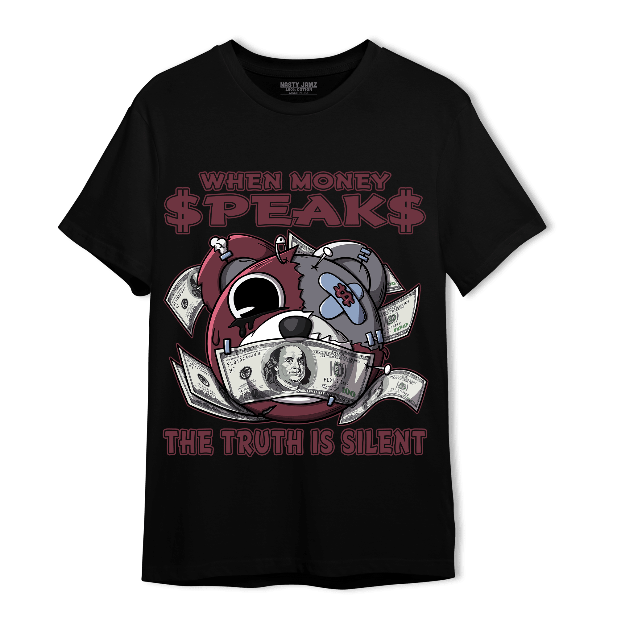 Burgundy 5s T Shirt Match When Money Speaks Ber - NastyJamz