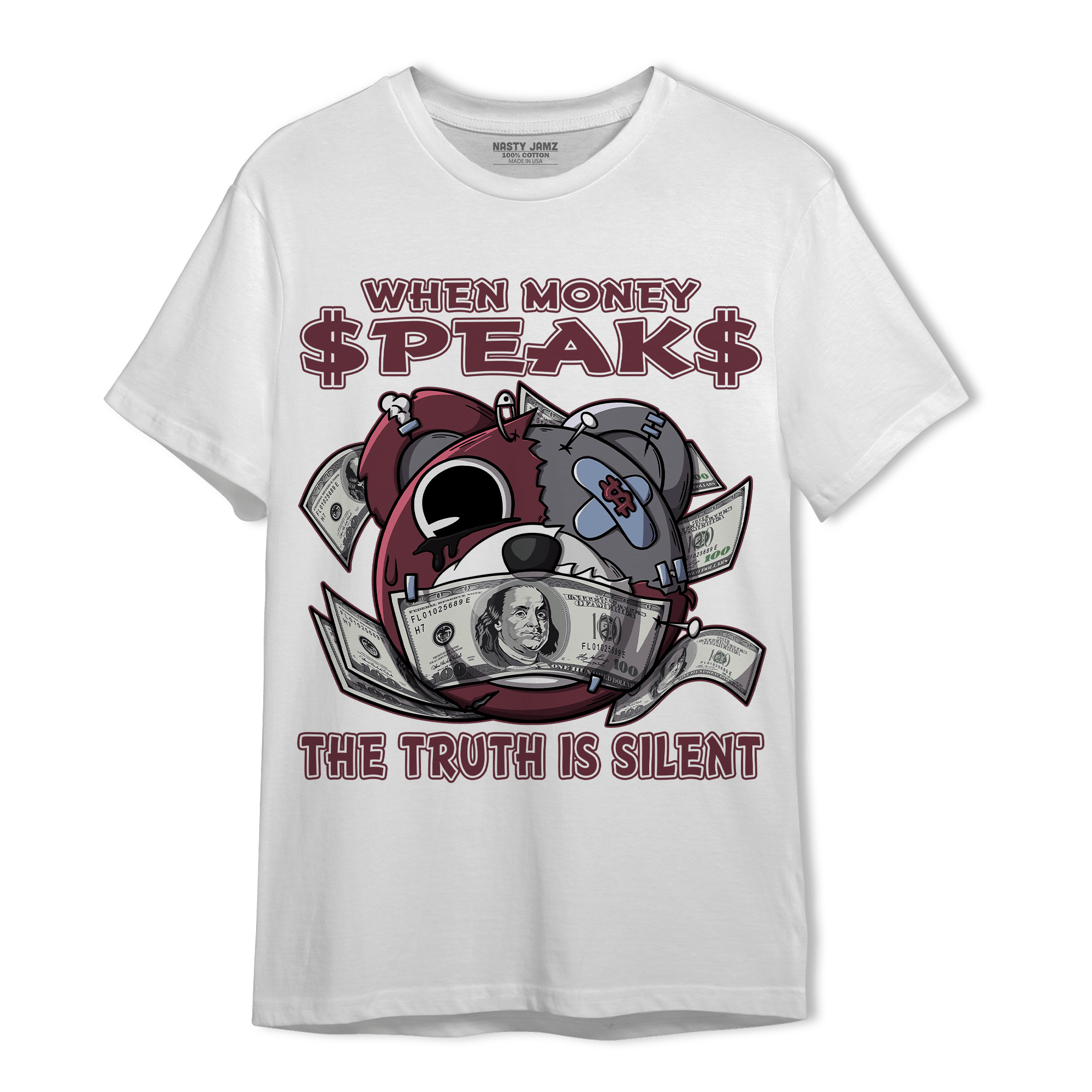 Burgundy 5s T Shirt Match When Money Speaks Ber - NastyJamz
