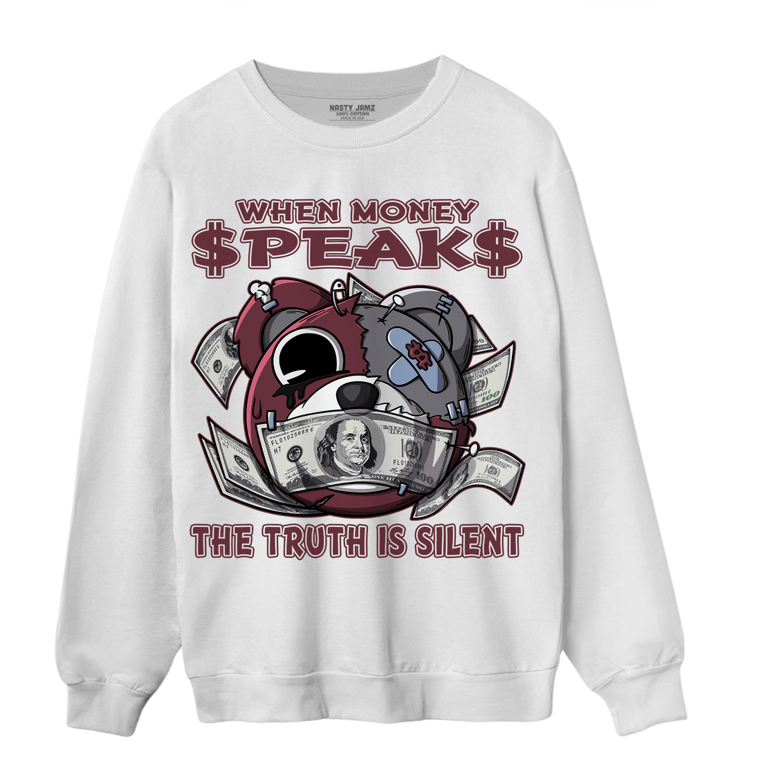 Burgundy 5s Sweatshirt Match When Money Speaks Ber - NastyJamz
