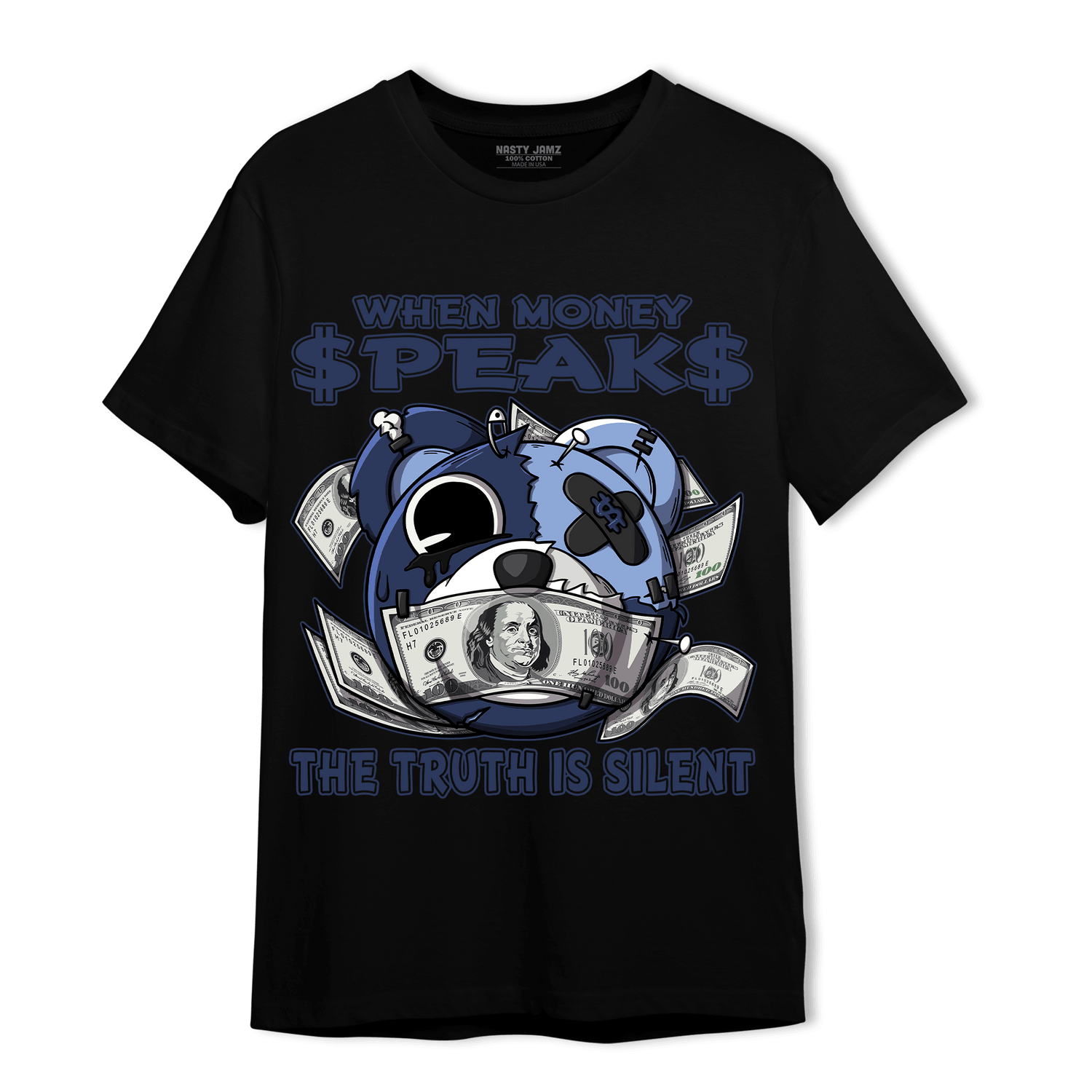Midnight Navy 5s T Shirt Match When Money Speaks Ber - NastyJamz
