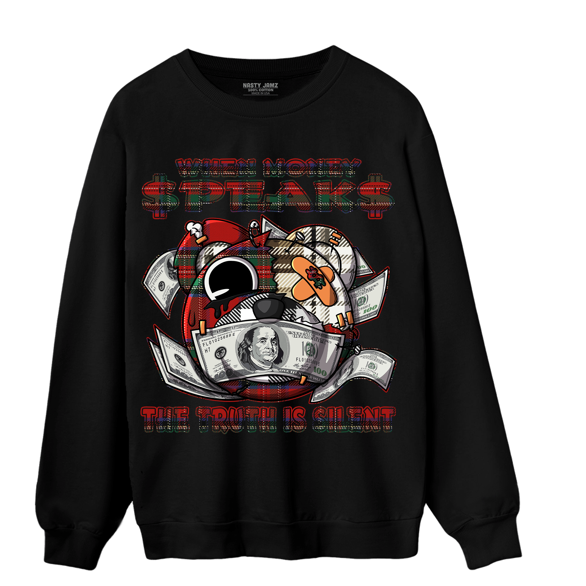 Plaid 5s Sweatshirt Match When Money Speaks Ber - NastyJamz