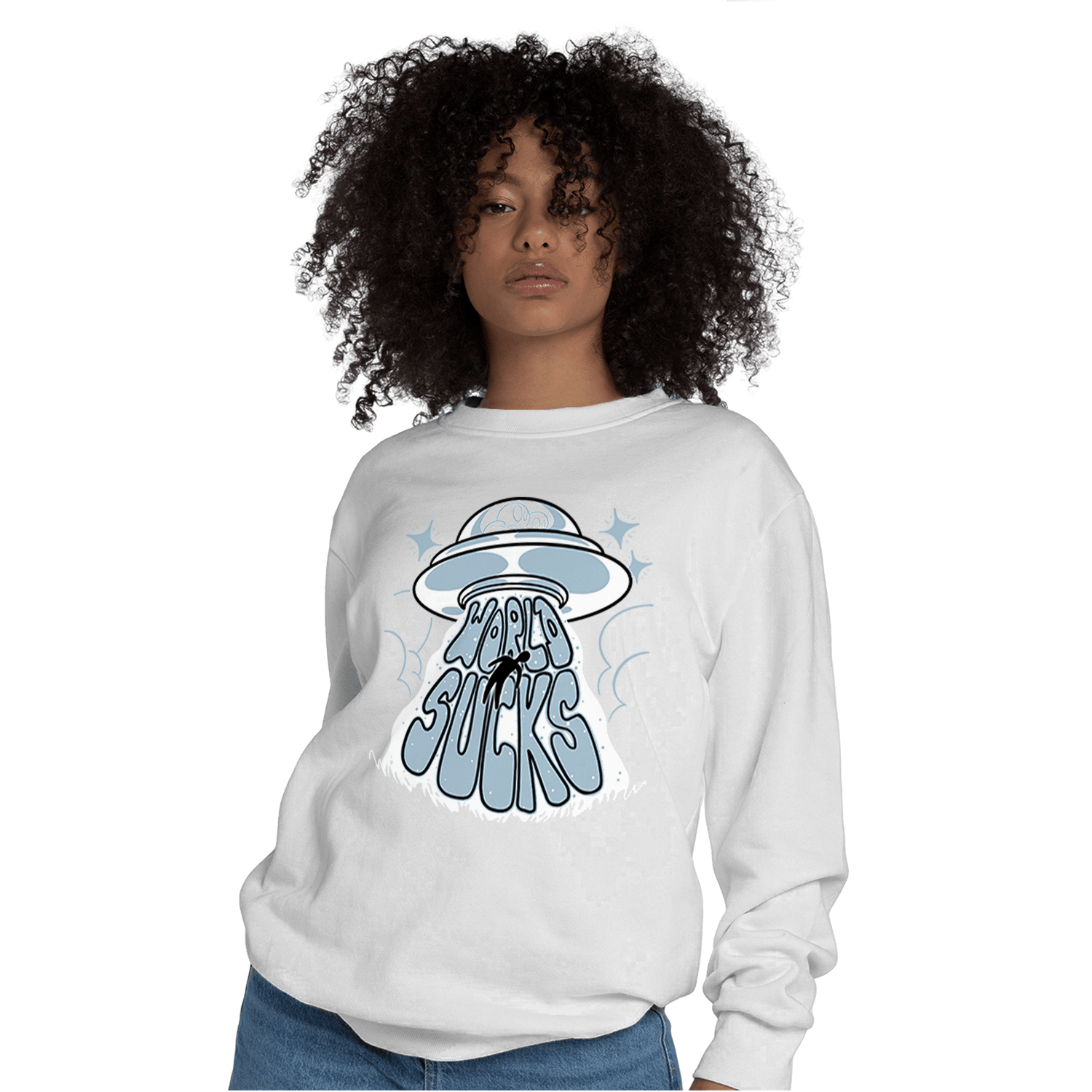 Blue Grey 13s Sweatshirt Match World Sucks - NastyJamz