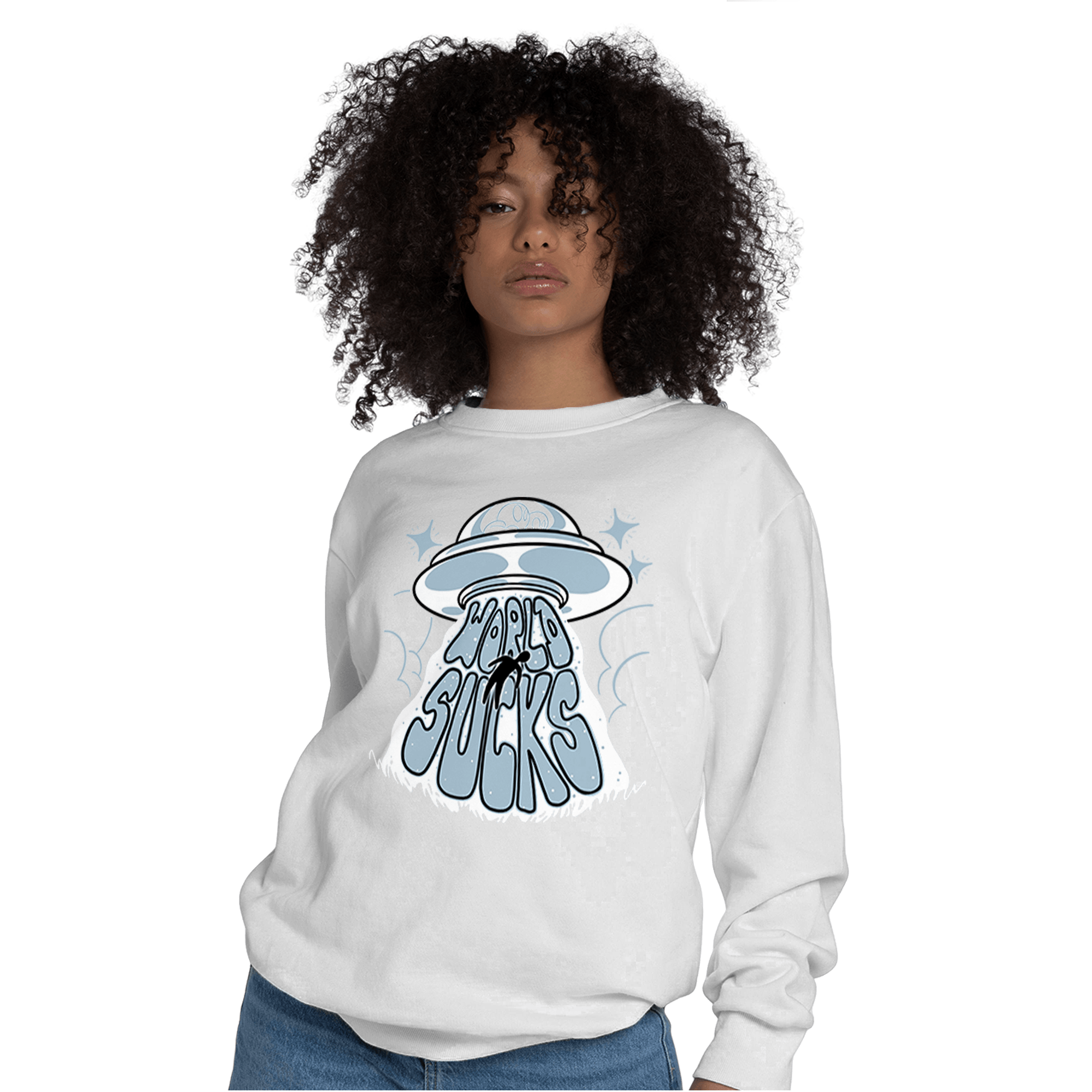 Blue Grey 13s Sweatshirt Match World Sucks - NastyJamz