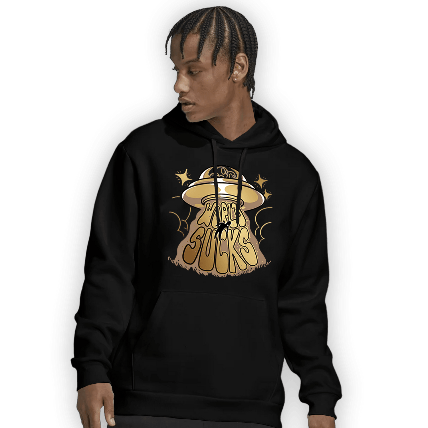 High OG Metallic Gold 1s Hoodie Match World Sucks - NastyJamz