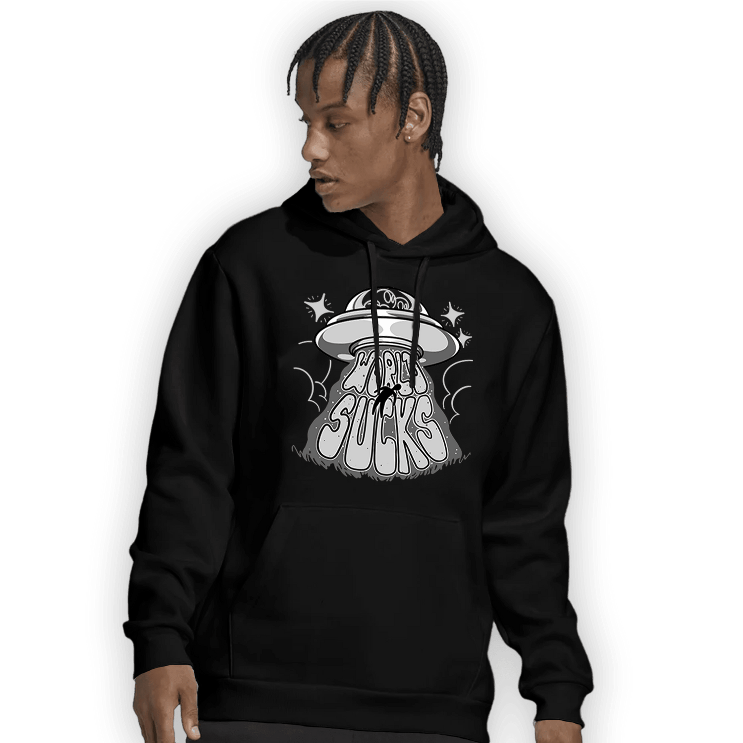 Retro High OG Black White 1s Hoodie Match World Sucks - NastyJamz