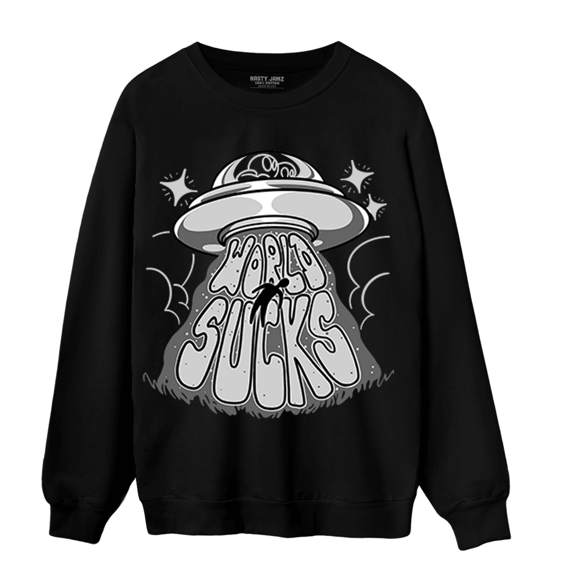 Retro High OG Black White 1s Sweatshirt Match World Sucks - NastyJamz