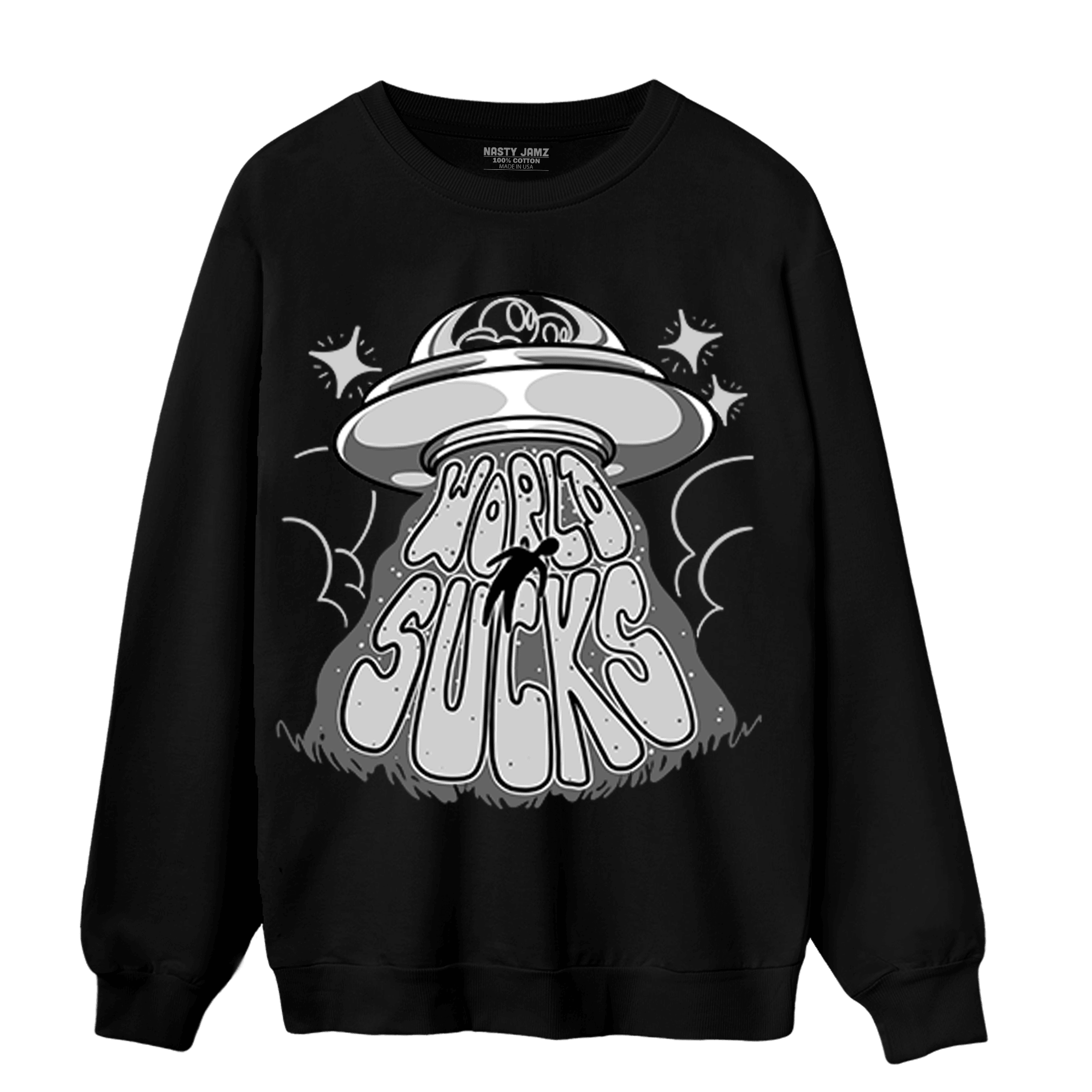 Retro High OG Black White 1s Sweatshirt Match World Sucks - NastyJamz