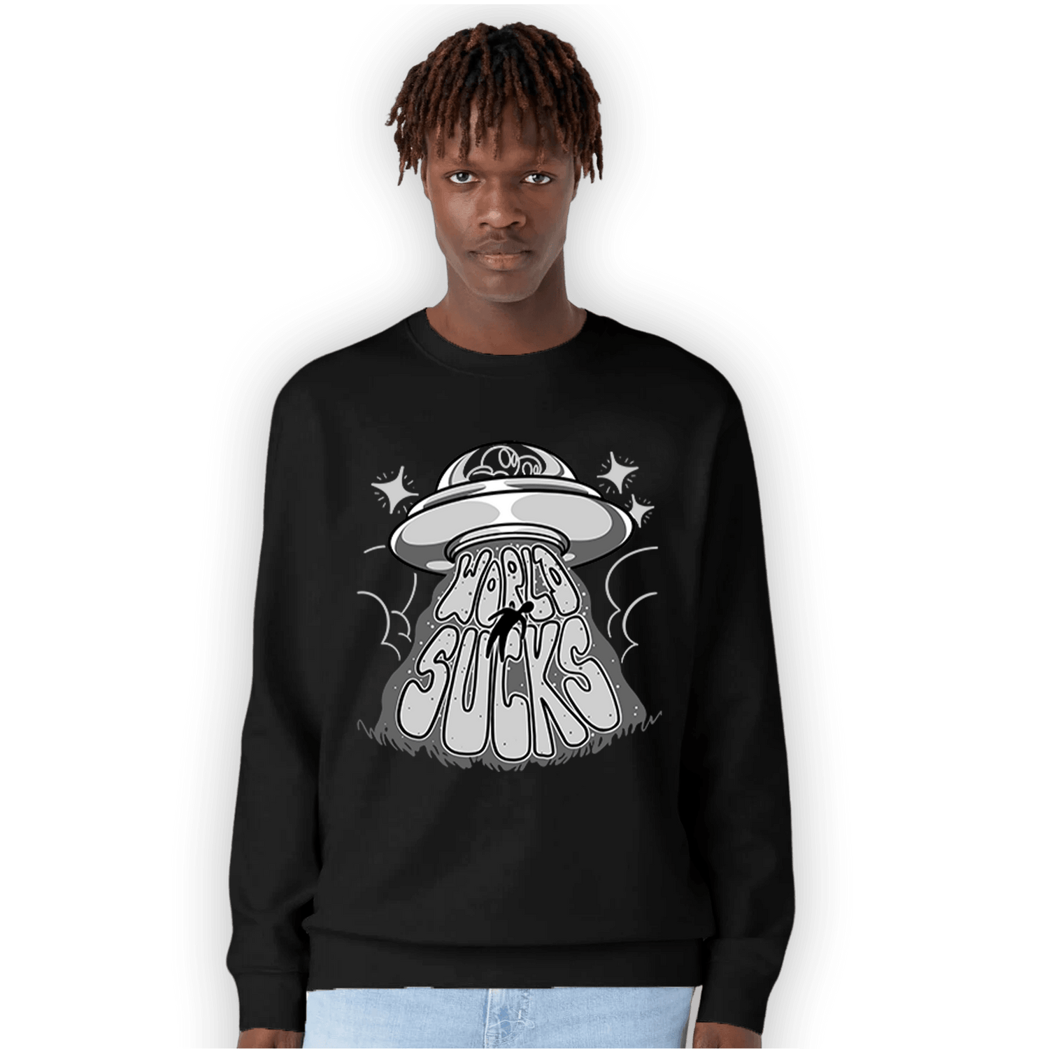 Retro High OG Black White 1s Sweatshirt Match World Sucks - NastyJamz