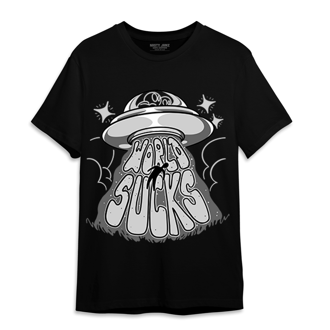 Retro High OG Black White 1s T Shirt Match World Sucks - NastyJamz