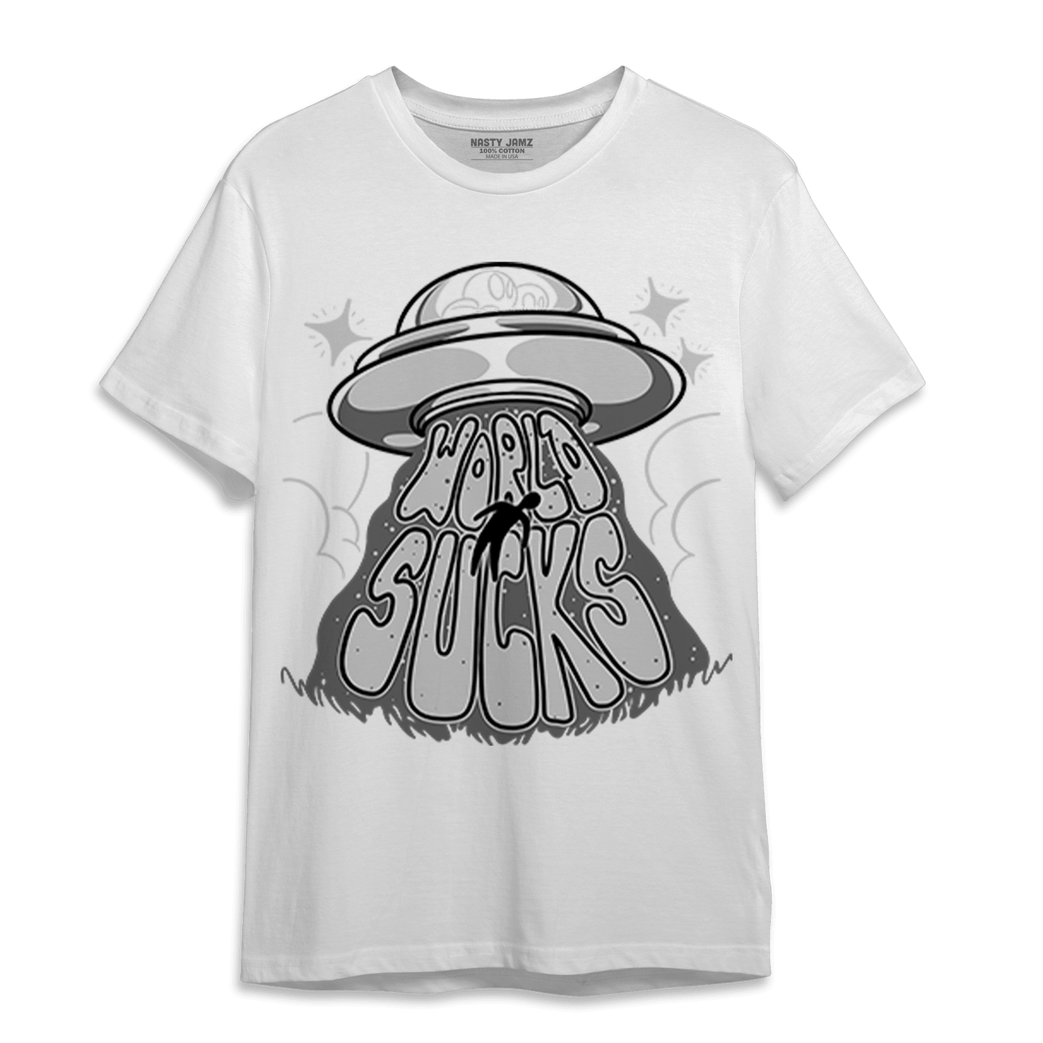 Retro High OG Black White 1s T Shirt Match World Sucks - NastyJamz