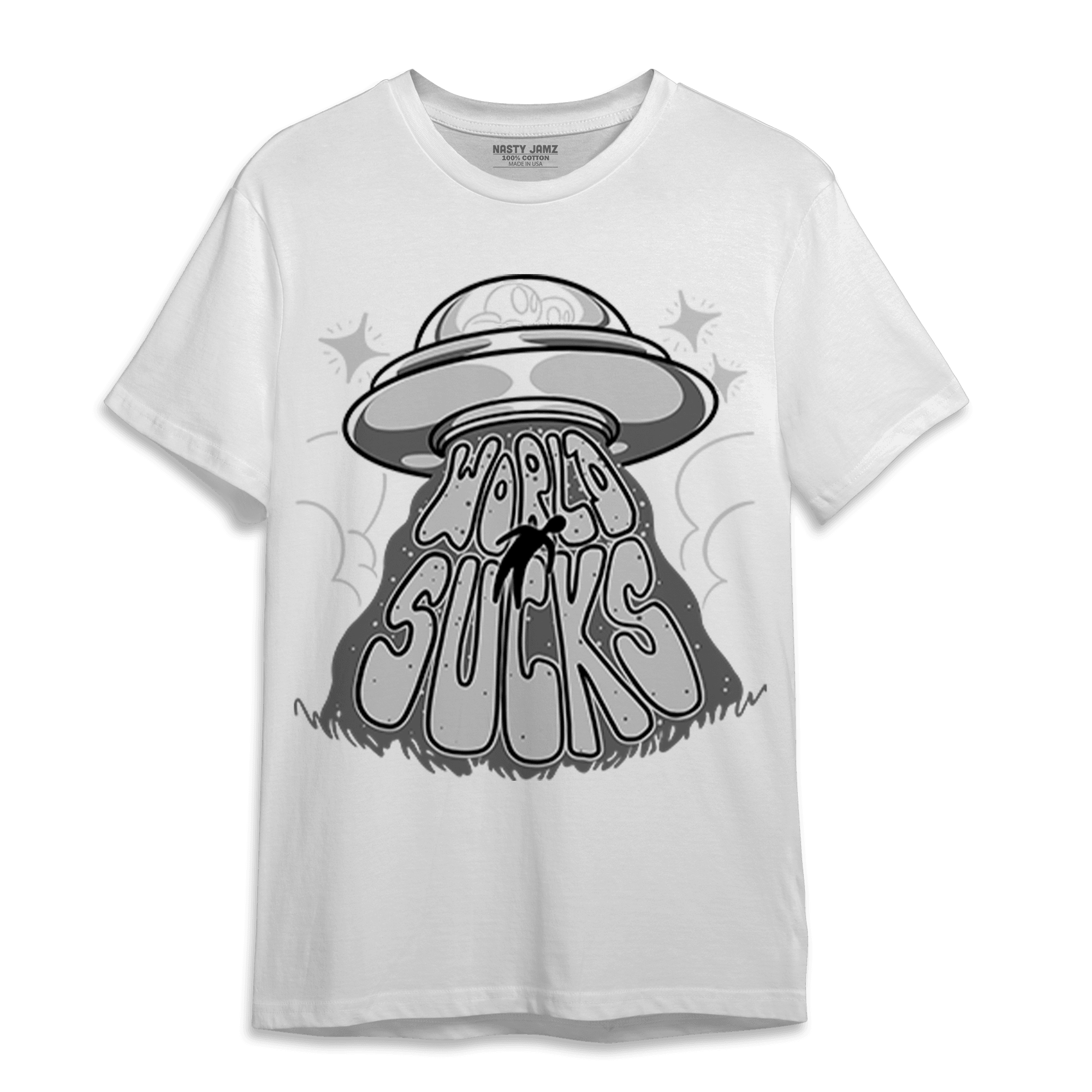 Retro High OG Black White 1s T Shirt Match World Sucks - NastyJamz