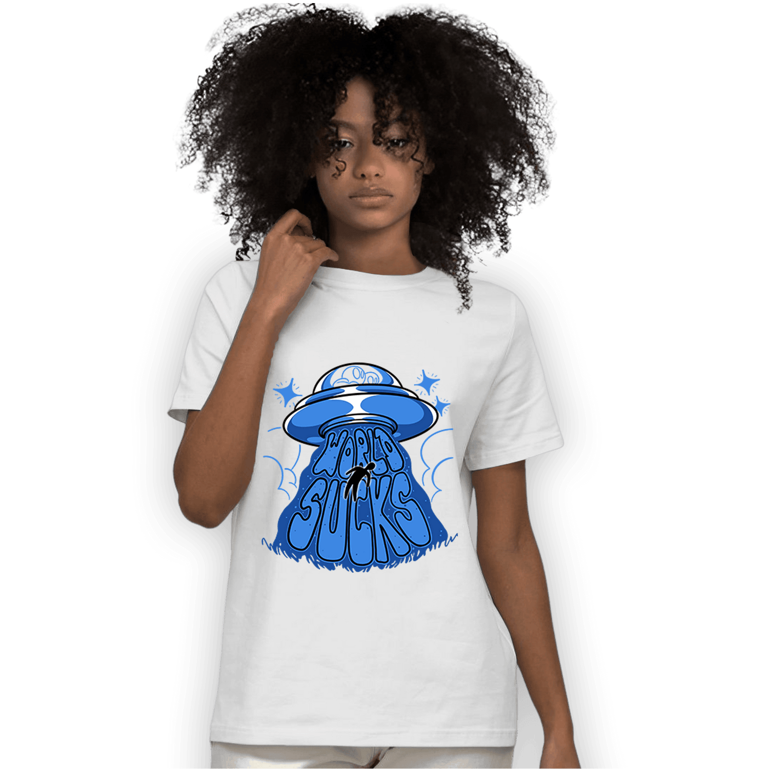 University Blue Toe 1s T Shirt Match World Sucks - NastyJamz