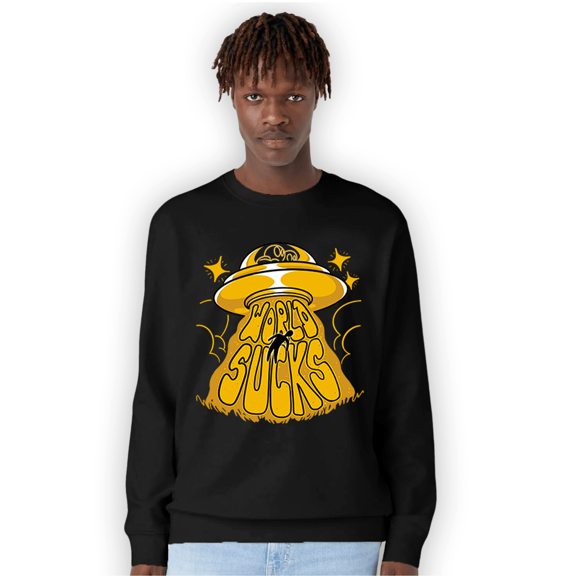 Yellow Ochre 1s Sweatshirt Match World Sucks - NastyJamz