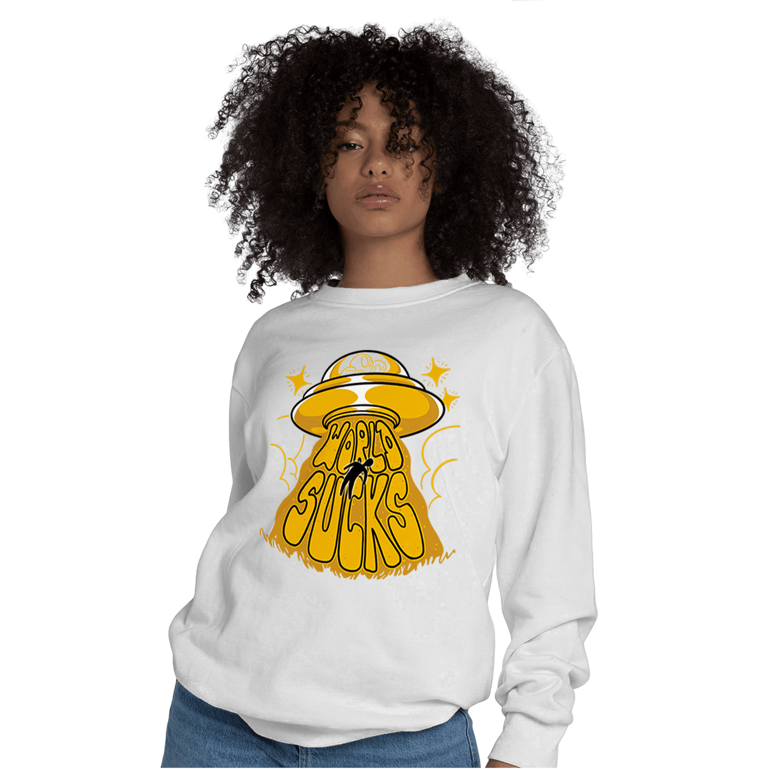 Yellow Ochre 1s Sweatshirt Match World Sucks - NastyJamz