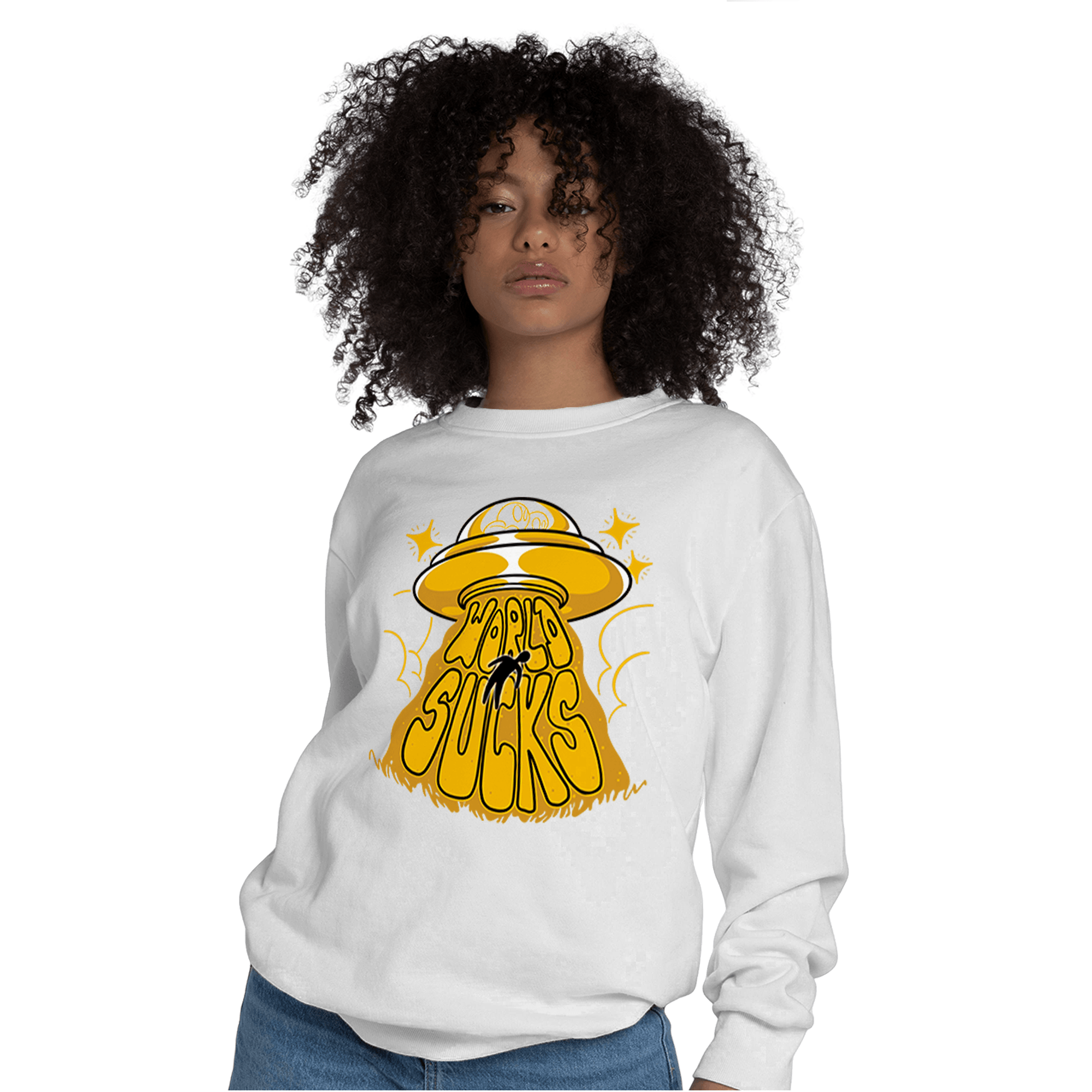 Yellow Ochre 1s Sweatshirt Match World Sucks - NastyJamz