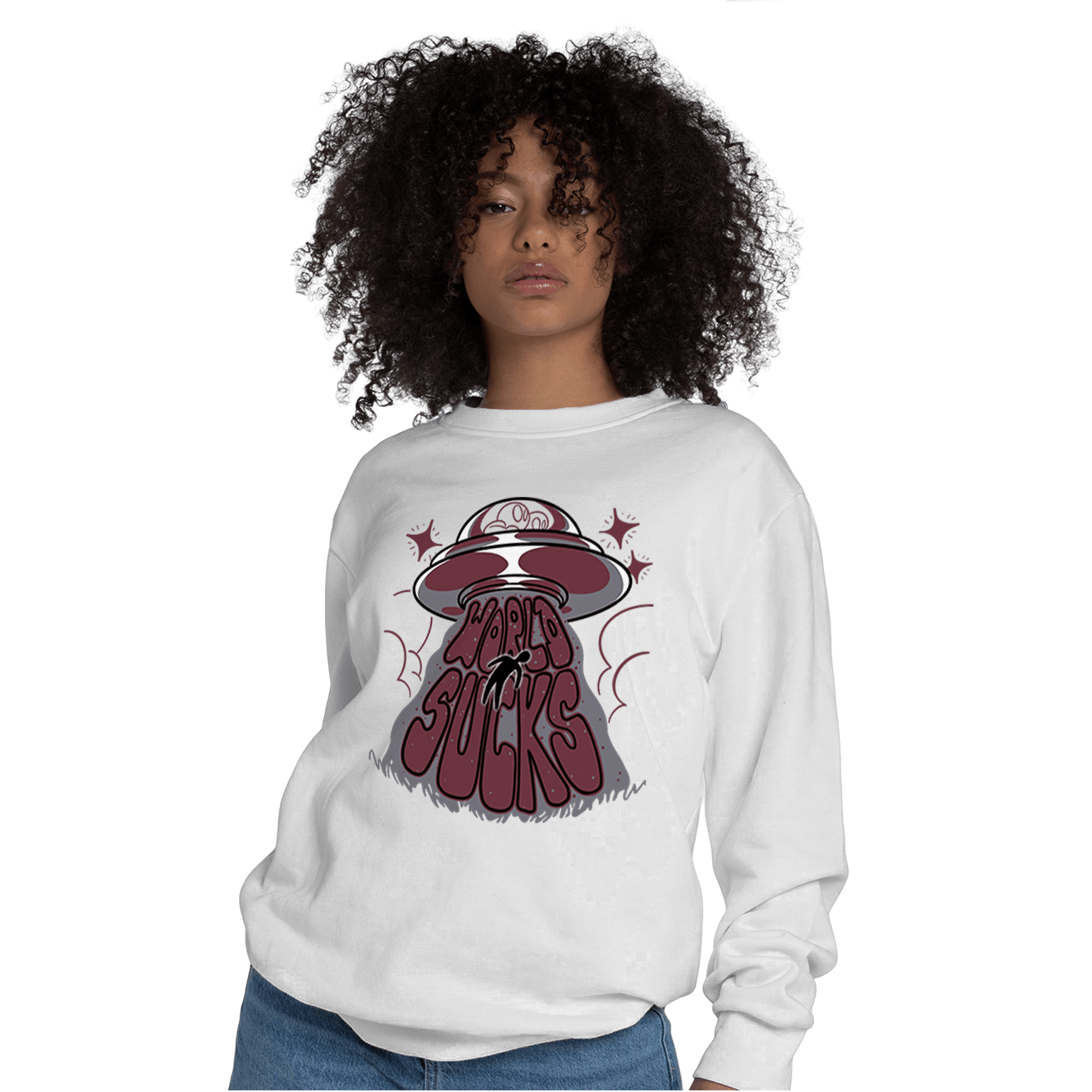 Burgundy 5s Sweatshirt Match World Sucks - NastyJamz