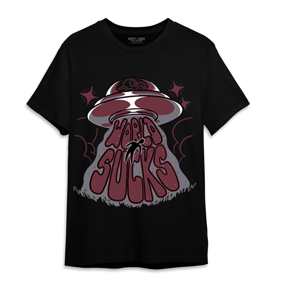 Burgundy 5s T Shirt Match World Sucks - NastyJamz